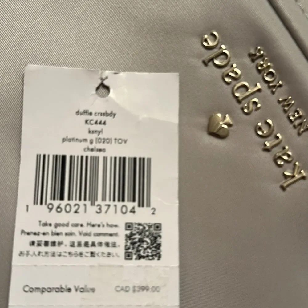 NWT Kate Spade Chelsea Nylon Crossbody In Platinum Grey